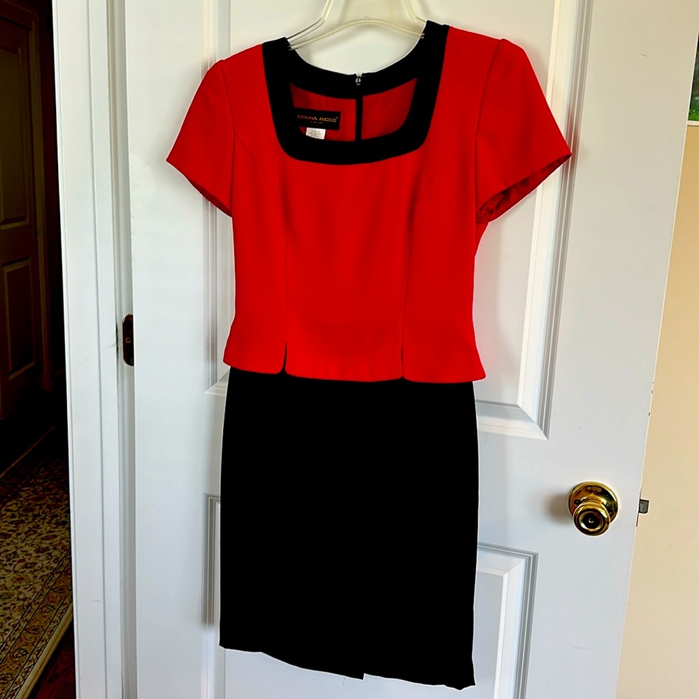Donna Ricco red and black dress size 4.